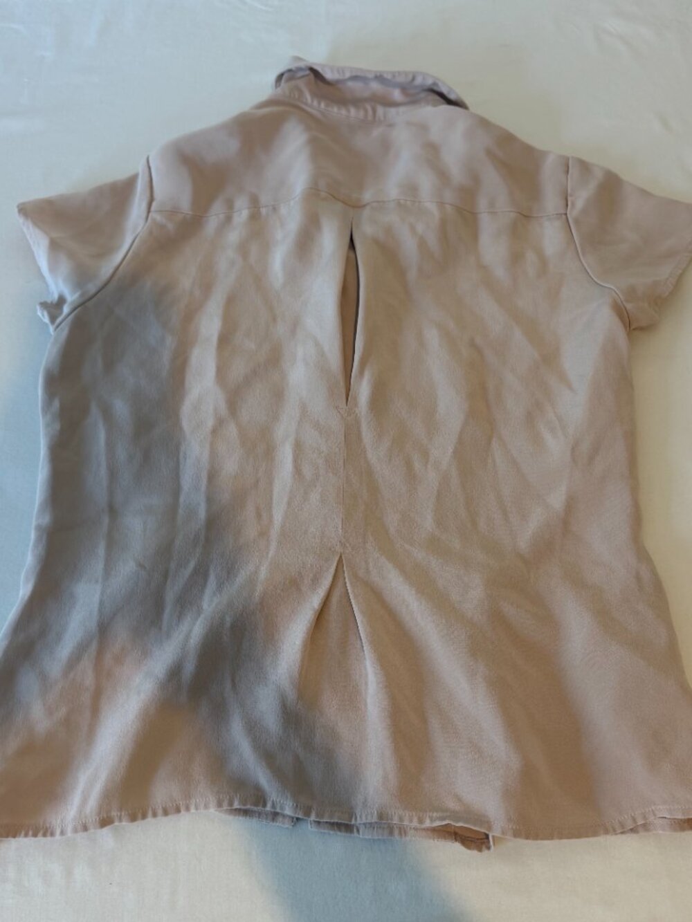 Jones New York Platinum Petite 100% Silk Pintuck Blouse Pink 4P Button Front - Picture 7 of 7